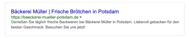 SERP Snippet - Local SEO - Beispiel